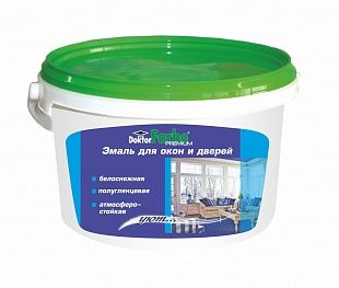 Эмаль ВД 2,8кг для окон и дверей белоснежная Doktor Farbe водно-дисперсионная