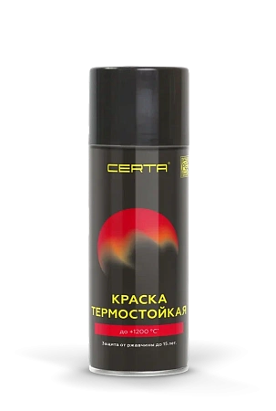 Эмаль аэр черная 520мл термостойкая (1200С) Церта